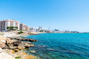 Fototapeta premium Promenade and beach of Ampolla, Tarragona; Catalonia; Spain