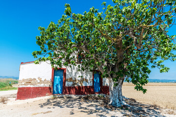 Farmhouse in the Ebro Delta park, Tarragona, Catalonia; Spain