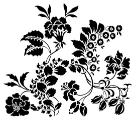 Hand drawn herbal flowers isolated on white background vector illustration