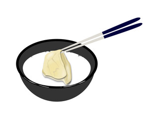 トロトロの生湯葉を箸ですくい上げるイラスト