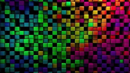 Geometric pattern composed of multicolored cubes created with generative AI technology