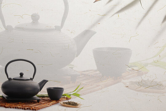 Under the background of bamboo tea POTS