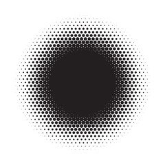 Dotted circular logo. circular concentric dots isolated on the white background. Halftone fabric design. Halftone circle dots texture. Vector design element for various purposes.