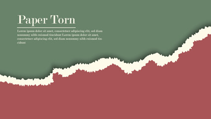 Modern Abstract Red Paper Ripped In Green Background Template