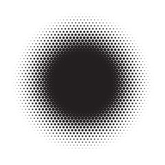 Dotted circular logo. circular concentric dots isolated on the white background. Halftone fabric design. Halftone circle dots texture. Vector design element for various purposes.