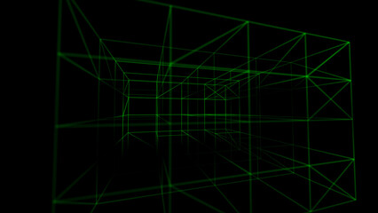 Fototapeta na wymiar Wave form of dots and lines. Abstract mesh. 3D rendering.
