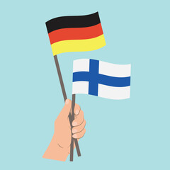 Flags of Germany and Finland, Hand Holding flags