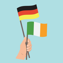 Flags of Germany and Ireland, Hand Holding flags