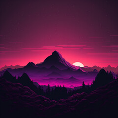 Colourful Mountain, Generative AI, Illustration