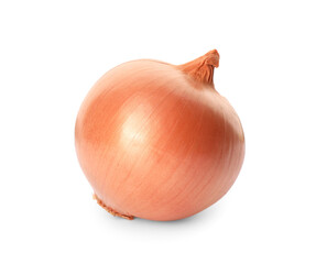 One fresh unpeeled onion isolated on white