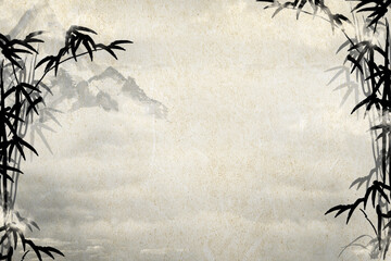 Ink painting bamboo elements wallpaper