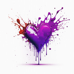 Purple heart illustration , purple heart illustration with paint splashes. isolated white background