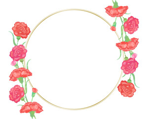 水彩風カーネーションのフレームベクターイラスト素材