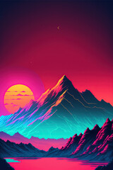 Colourful Mountain, Generative AI, Illustration