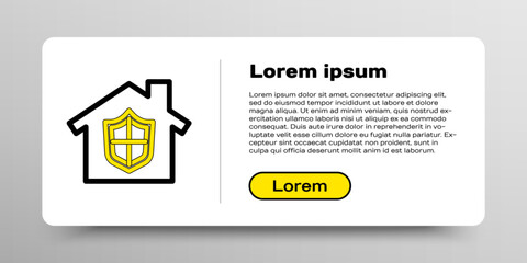 Line House under protection icon isolated on white background. Home and shield. Protection, safety, security, protect, defense concept. Colorful outline concept. Vector