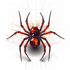 Spider On White Background Logo Digital Art. Generative AI