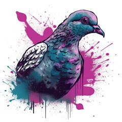 Pigeon On White Background Logo Digital Art. Generative AI