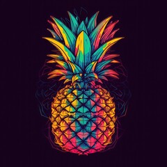 Pineapple On White Background Logo Digital Art. Generative AI