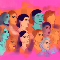 simple stylized illustration of diverse wome ,made with generative ai	