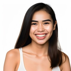 Fototapeta premium smiling poc woman isolated on white background, made with generative ai 