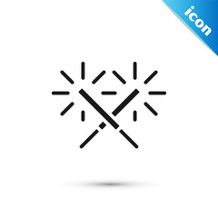 Grey Sparkler firework icon isolated on white background. Festive Christmas sparkler candle lights. Merry Christmas and Happy New Year. Vector