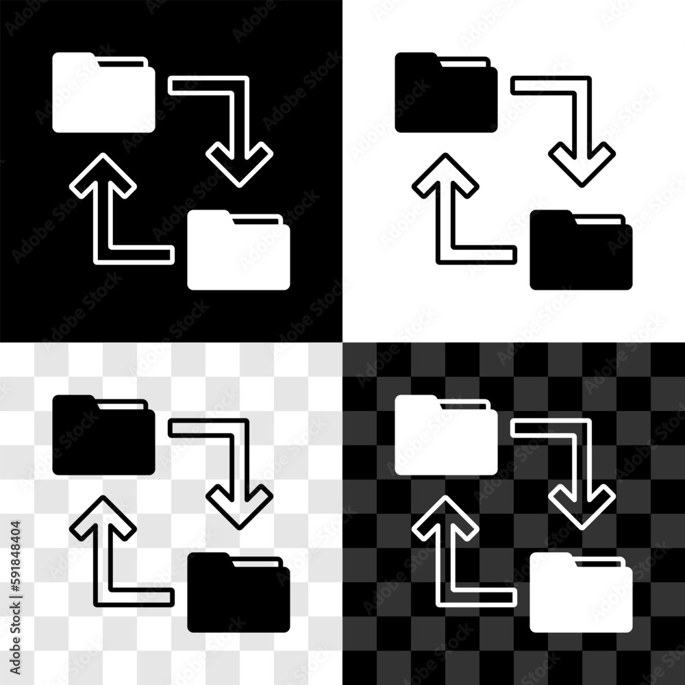 Poster set cloud storage text document folder icon isolated on black and white, transparent background. vec