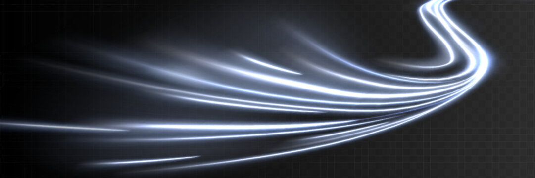 Colorful Light Trails, Long Time Exposure Motion Blur Effect. Vector Illustration.