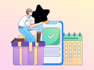 Sign in people flat vector concept operation hand drawn illustration
