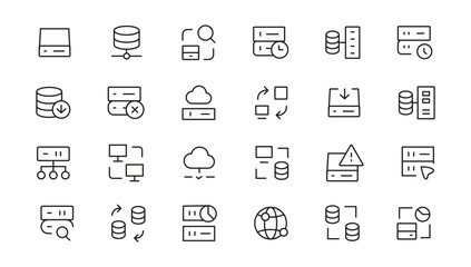 Data Analytic thin line icon set. Data Analysis editable stroke icons. Data analytics, mining, optimization, processing, statistic, monitoring, analysis