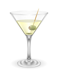 martini cocktail alcoholic drink glass vector illustration
