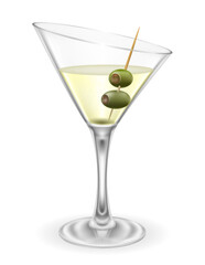 martini cocktail alcoholic drink glass vector illustration