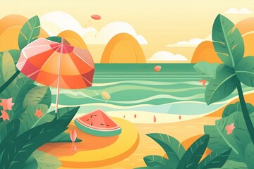 Fototapeta na wymiar an illustration of beach in summer