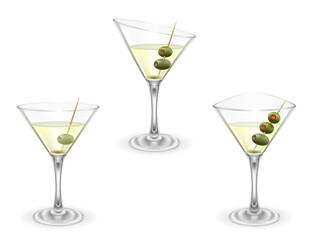 martini cocktail alcoholic drink glass vector illustration