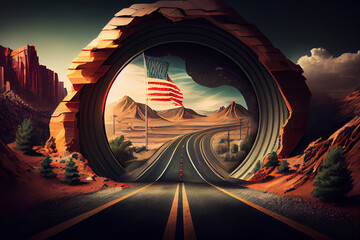 Happy labor day, American flag in grunge style. Generative Ai