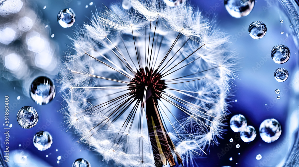 Aufkleber a dandelion flower seed was planted in the springtime against an abstract background - generative ai