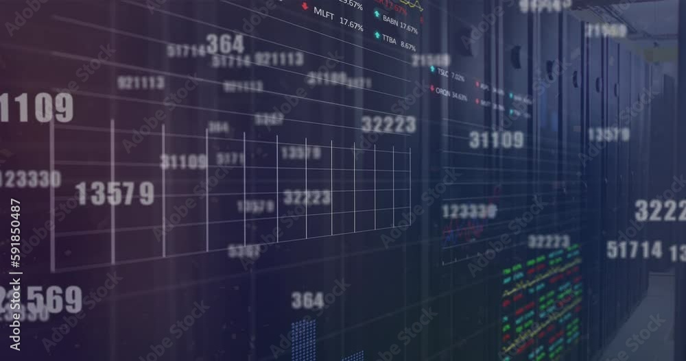 Poster animation of financial data processing over computer servers