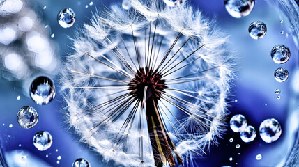 A dandelion flower seed was planted in the springtime against an abstract background - generative ai.