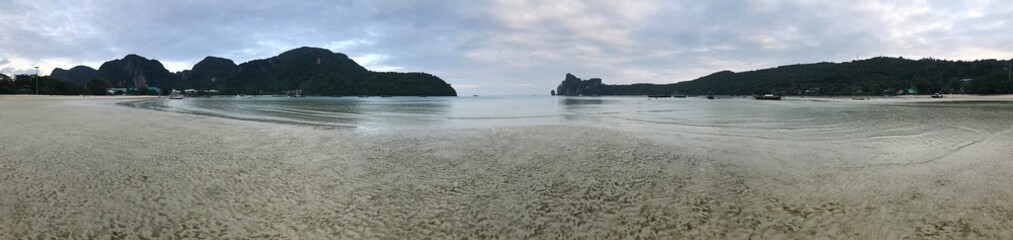 Beautiful and peaceful morning view of Loh Dalum Bay on Phi Phi Don Island in Krabi province of Thailand.