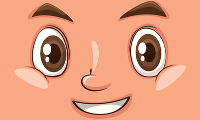 face of a child, smilling kid expression, happy boy face, vector eyes, smilling teeth, eyebrows, nose