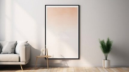 decorate the empty living room with gray walls and hardwood floor. generative ai.	