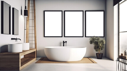 Decorate the empty living room with gray walls and hardwood floor. Generative ai.