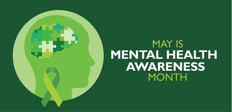 Mental health awareness month, vector illustration for poster, banner,print, web