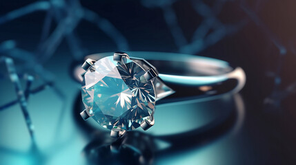diamond engagement with princess-cut diamond. generative ai.	