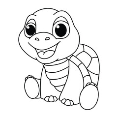 Funny turtle cartoon characters vector illustration. For kids coloring book.