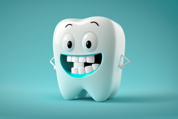 chewing gum smile white tooth cartoon figure. Generative AI
