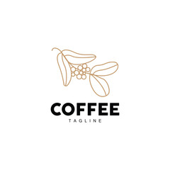 Coffee Logo, Coffee Tree Design, Cafe Drink Vector, Icon Brand Illustration Symbol