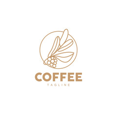Coffee Logo, Coffee Tree Design, Cafe Drink Vector, Icon Brand Illustration Symbol