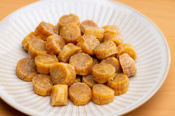 Stack of the dried scallop