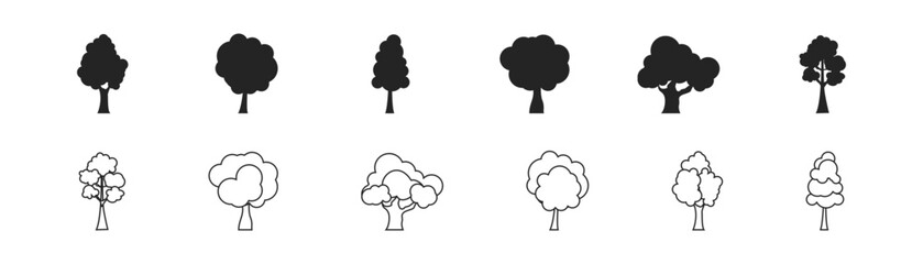 Trees set. Forest trees Icon.