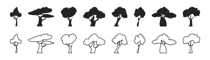 Trees set. Forest trees Icon.